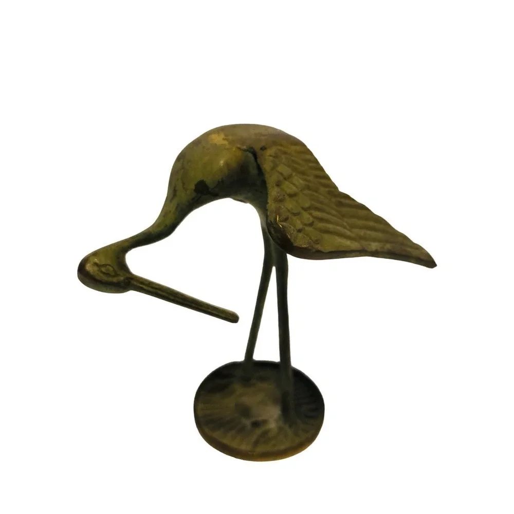 Vintage Brass Bird Crane Heron Stork Figure - Picture 3 of 6